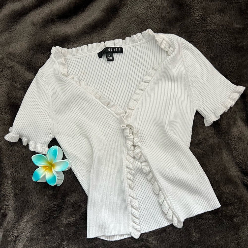 White Ruffled top - Picture 6 of 7